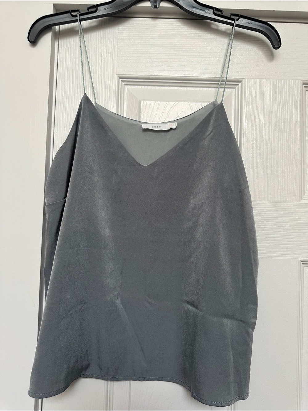 Lush Gray Satin V-Neck Camisole